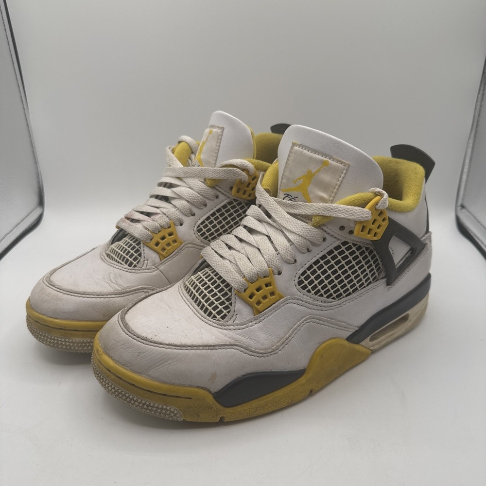 Nike Air Jordan 4 Retro Vivid Sulfur AQ9129-101 Sz 8 Yellow/Black Thunder Cement